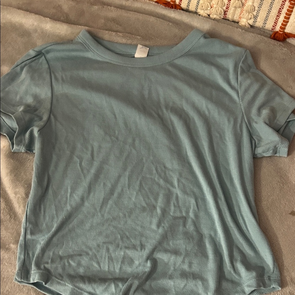 Women's Light Blue Ribbed Top